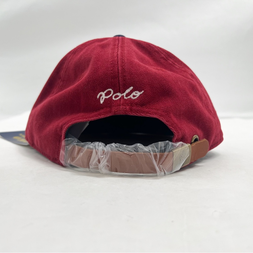 POLO RALPH LAUREN Logo Twill Flat Bill Baseball Ball Cap Hat, WINE, NAVY - Picture 9 of 15